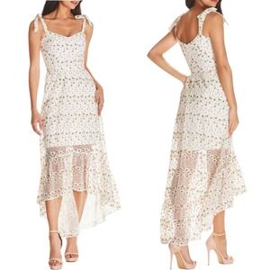 Dress The Population Wren White Floral Polka Dot Hi Lo Lace Dress M Coquette